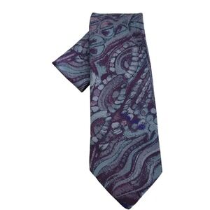 Index Mens Abstract Paisley Silk Blend Necktie Burgundy Teal Purple Woven Tie